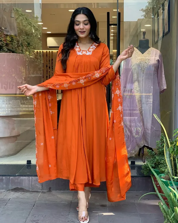 Orange_Silk_Chiffon_Fabric_Work_Straight_Cut_Kurta_Pant_And_Dupatta_Set