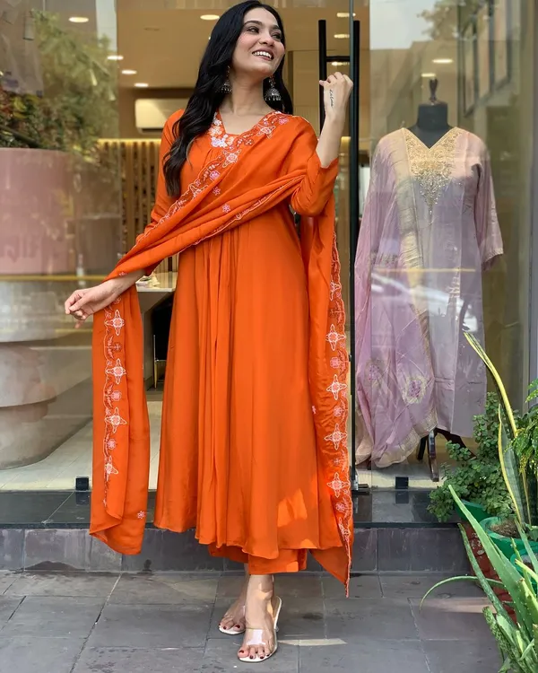Orange_Silk_Chiffon_Fabric_Work_Straight_Cut_Kurta_Pant_And_Dupatta_Set