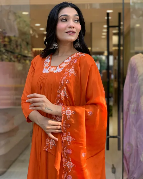 Orange_Silk_Chiffon_Fabric_Work_Straight_Cut_Kurta_Pant_And_Dupatta_Set