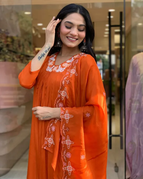 Orange_Silk_Chiffon_Fabric_Work_Straight_Cut_Kurta_Pant_And_Dupatta_Set