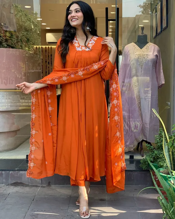 Orange_Silk_Chiffon_Fabric_Work_Straight_Cut_Kurta_Pant_And_Dupatta_Set