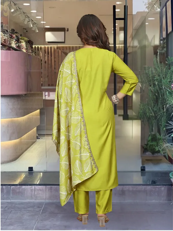 Yellow_Embroide_Slub_Fabric_Straight_Kurta_Pant_And_Dupatta_Set