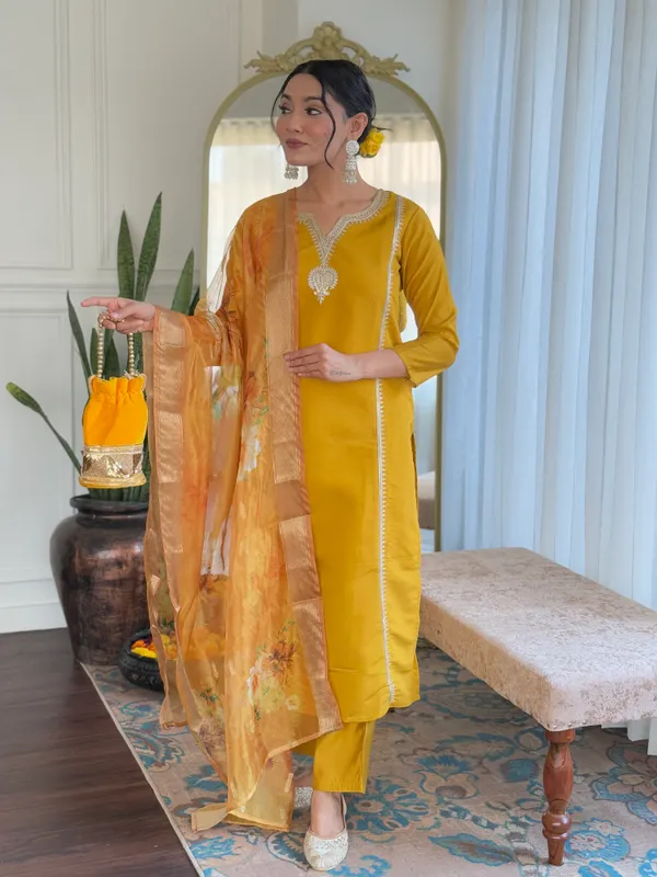Yellow_Embroide_Viscose_Chanderi_Fabric_Straight_Kurta_Pant_And_Dupatta_Set