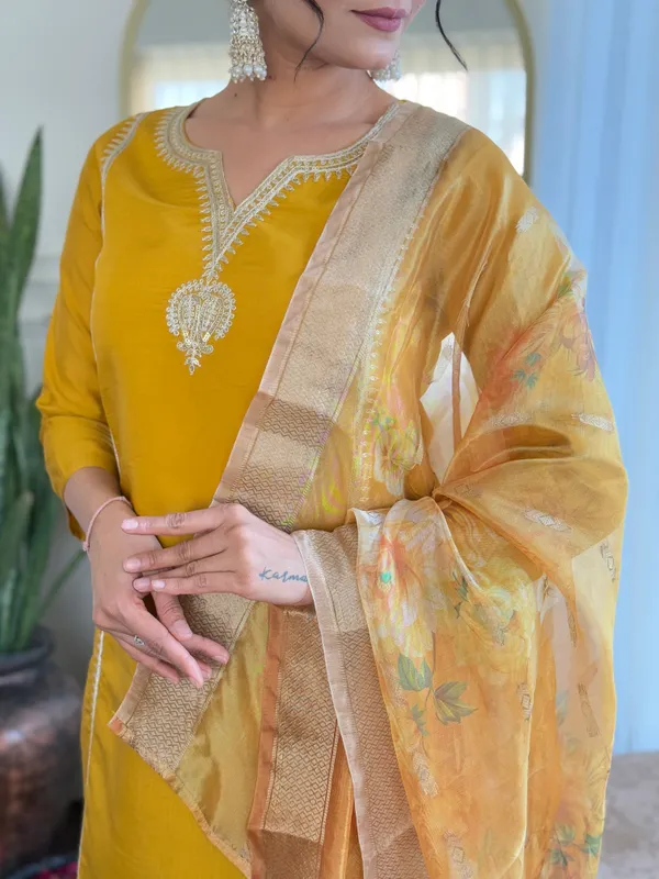 Yellow_Embroide_Viscose_Chanderi_Fabric_Straight_Kurta_Pant_And_Dupatta_Set