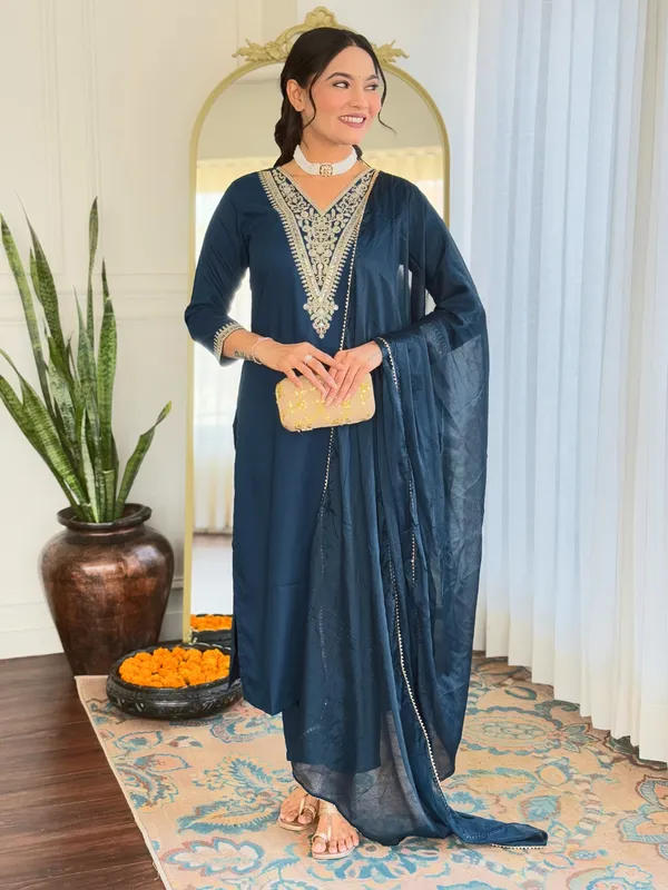 Dark_Blue_Embroide_Work_Fabric_Straight_Kurta_Pant_And_Dupatta_Set