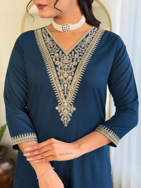 Dark_Blue_Embroide_Work_Fabric_Straight_Kurta_Pant_And_Dupatta_Set