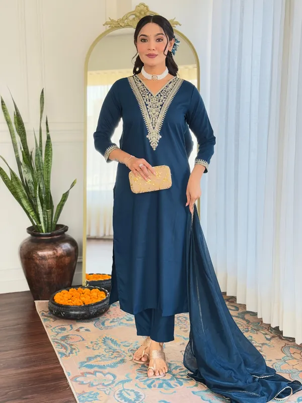 Dark_Blue_Embroide_Work_Fabric_Straight_Kurta_Pant_And_Dupatta_Set