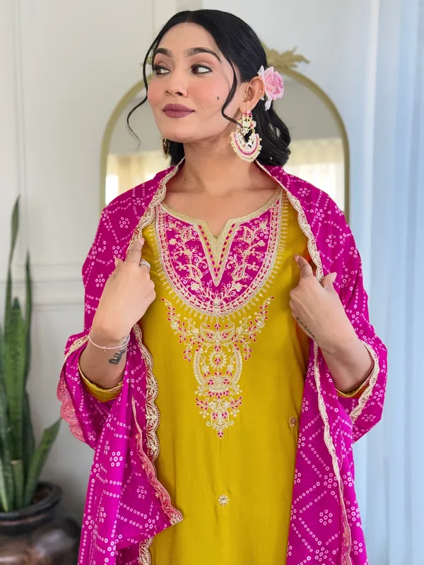 Yellow_Embroide_Viscose_Fabric_Straight_Kurta_Pant_And_Dupatta_Set