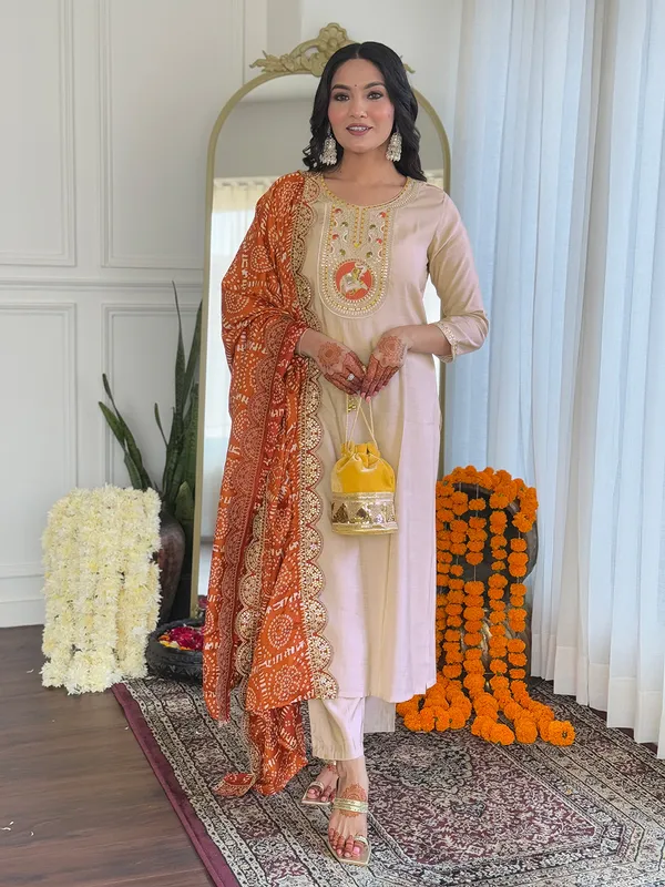 Cream_Embroide_Viscose_Fabric_Straight_Kurta_Pant_And_Dupatta_Set