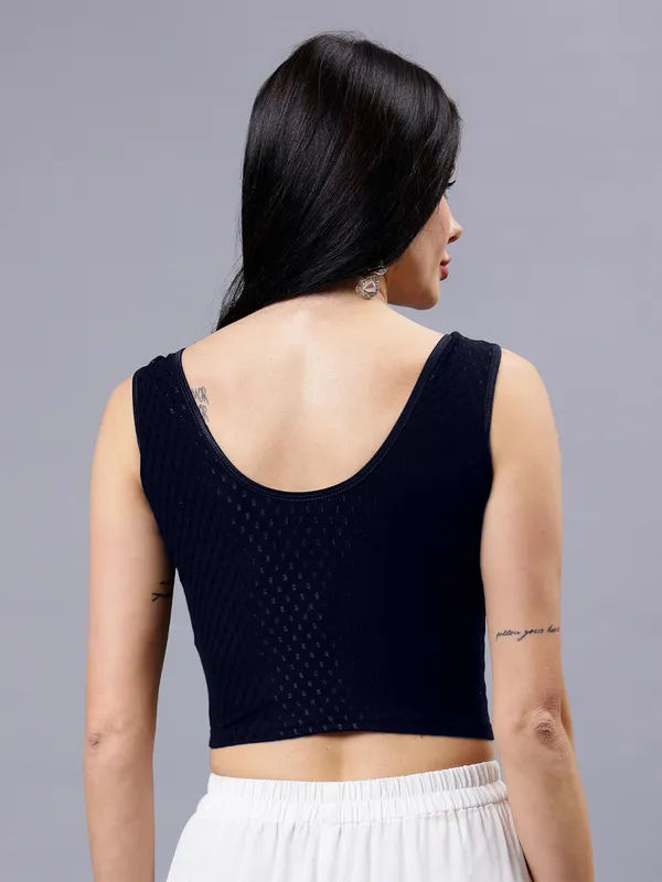Navy_Blue_Plus_Size_Sleeveless_Blouse_For_Women