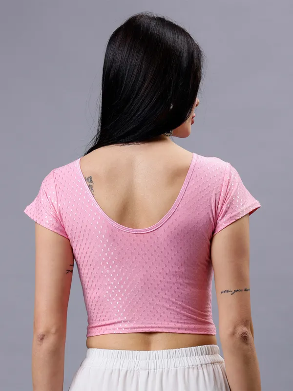 Baby_Pink_Plus_Size_Short_Sleeve_Blouse_For_Women