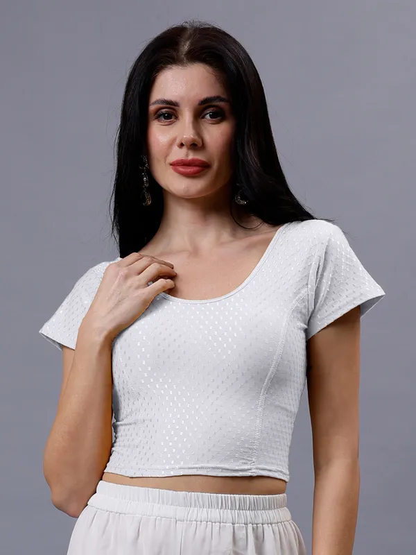 White_Plus_Size_Short_Sleeve_Blouse_For_Women