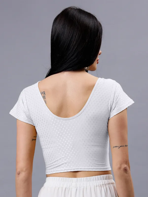 White_Plus_Size_Short_Sleeve_Blouse_For_Women