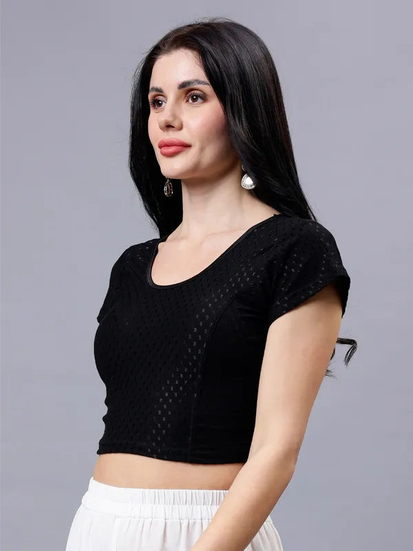 Black_Plus_Size_Short_Sleeve_Blouse_For_Women