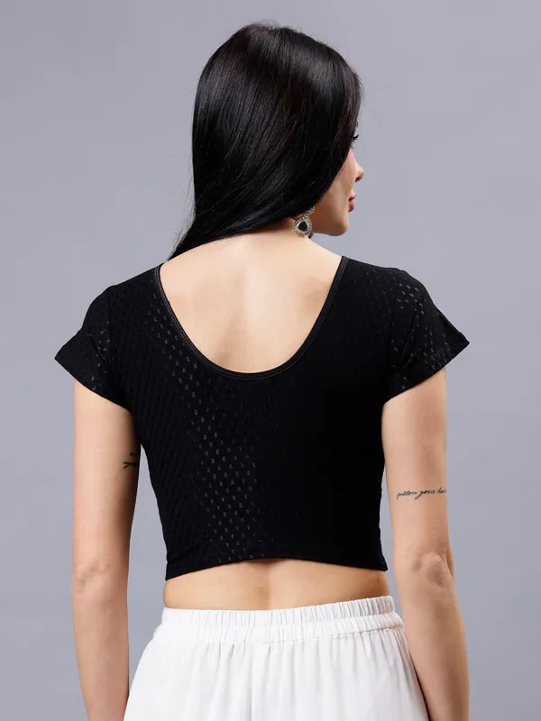 Black_Plus_Size_Short_Sleeve_Blouse_For_Women