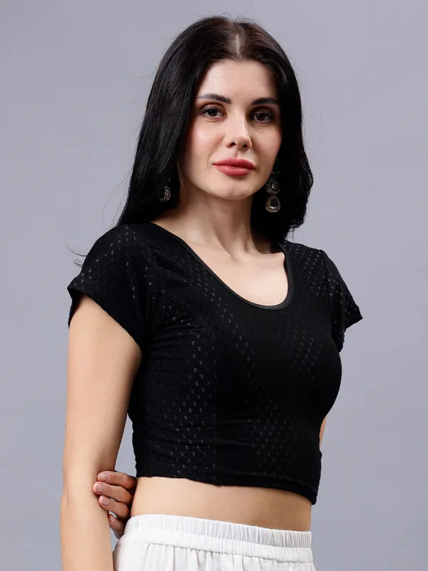 Black_Plus_Size_Short_Sleeve_Blouse_For_Women