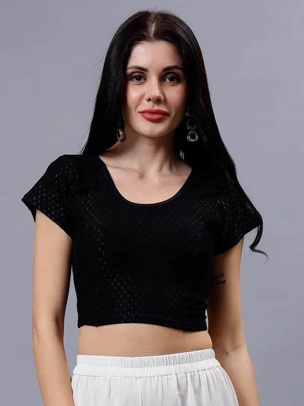 Black_Plus_Size_Short_Sleeve_Blouse_For_Women