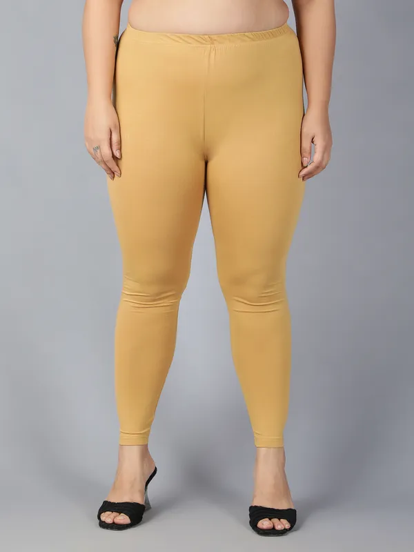 Chikoo_Solid_Plus_Size_Ankle_Length_Ethnic_Wear_Legging_For_Women