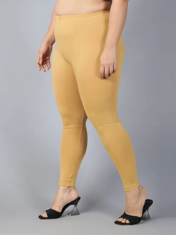 Chikoo_Solid_Plus_Size_Ankle_Length_Ethnic_Wear_Legging_For_Women