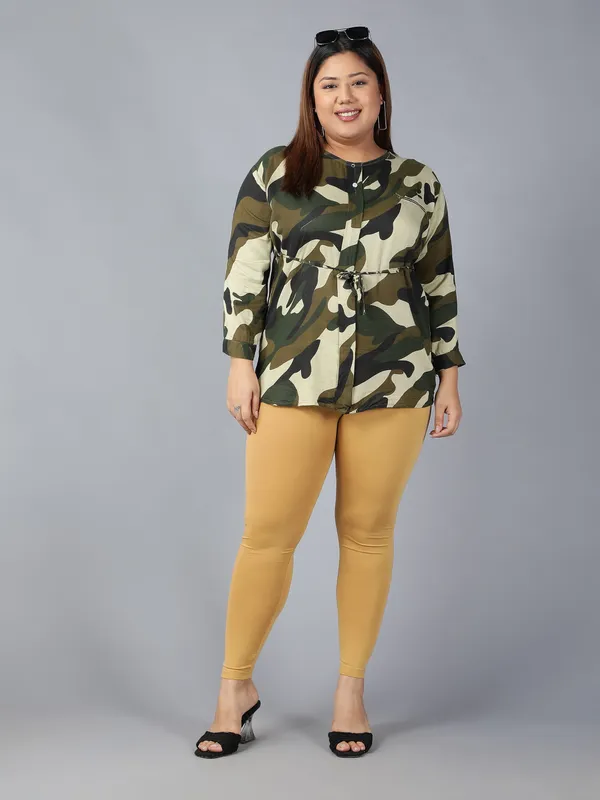 Chikoo_Solid_Plus_Size_Ankle_Length_Ethnic_Wear_Legging_For_Women