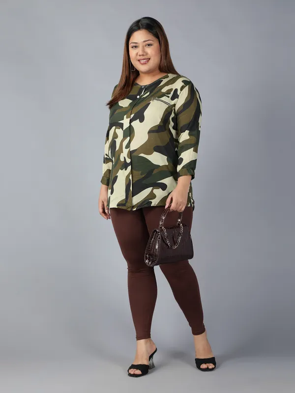 Coffe_Solid_Plus_Size_Ankle_Length_Ethnic_Wear_Legging_For_Women