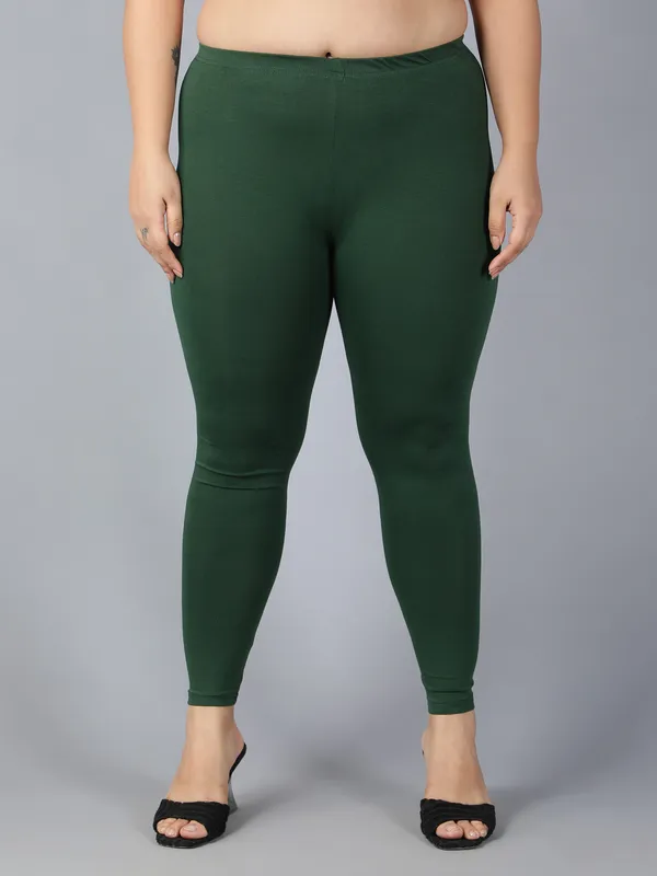 Dark_Green_Solid_Plus_Size_Ankle_Length_Ethnic_Wear_Legging_For_Women
