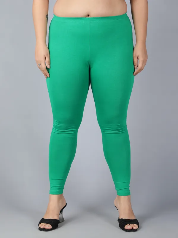 Green_Solid_Plus_Size_Ankle_Length_Ethnic_Wear_Legging_For_Women