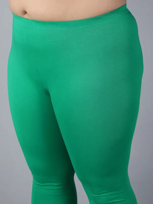 Green_Solid_Plus_Size_Ankle_Length_Ethnic_Wear_Legging_For_Women