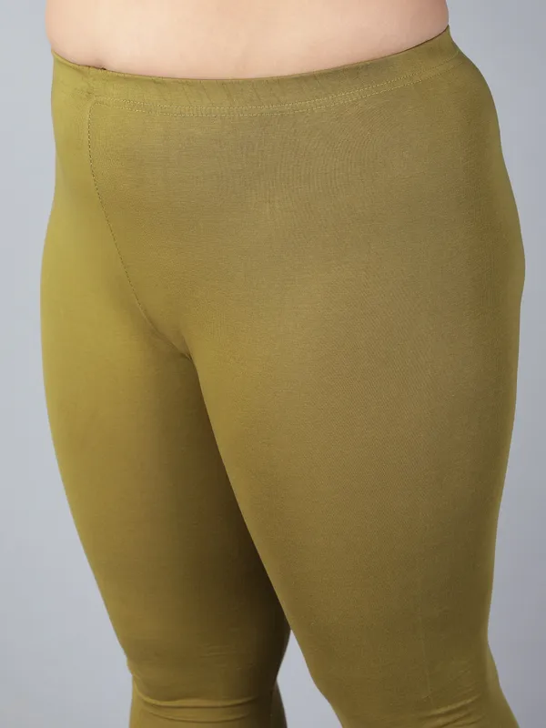 Dark_Green_Solid_Plus_Size_Ankle_Length_Ethnic_Wear_Legging_For_Women