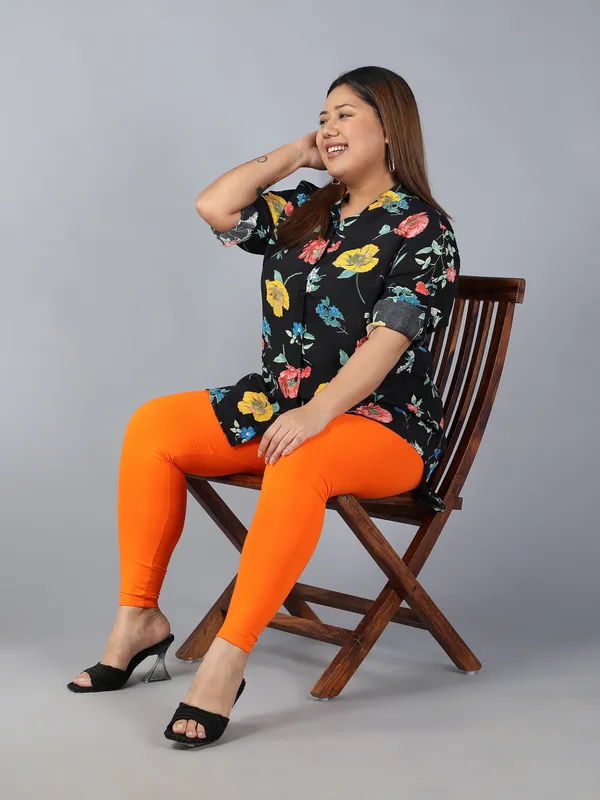 Orange_Solid_Plus_Size_Ankle_Length_Ethnic_Wear_Legging_For_Women