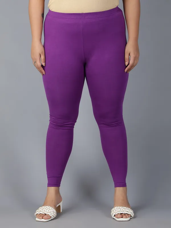 Purple_Solid_Plus_Size_Ankle_Length_Ethnic_Wear_Legging_For_Women