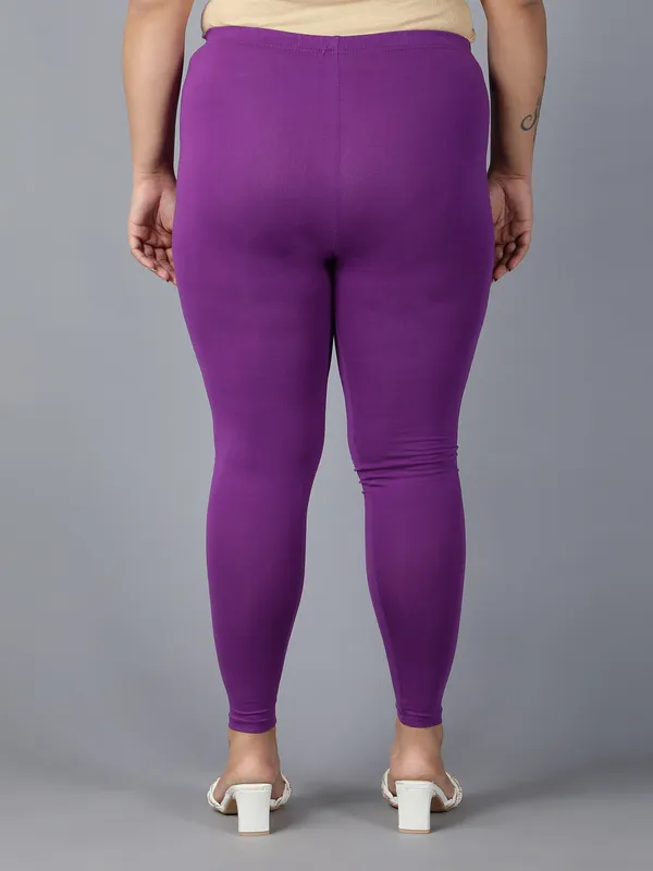 Purple_Solid_Plus_Size_Ankle_Length_Ethnic_Wear_Legging_For_Women