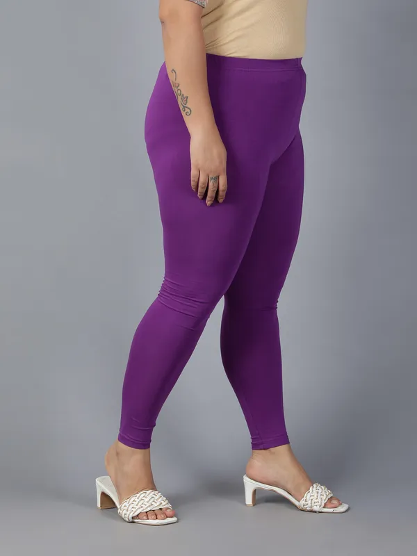 Purple_Solid_Plus_Size_Ankle_Length_Ethnic_Wear_Legging_For_Women
