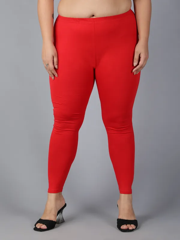 Red_Solid_Plus_Size_Ankle_Length_Ethnic_Wear_Legging_For_Women