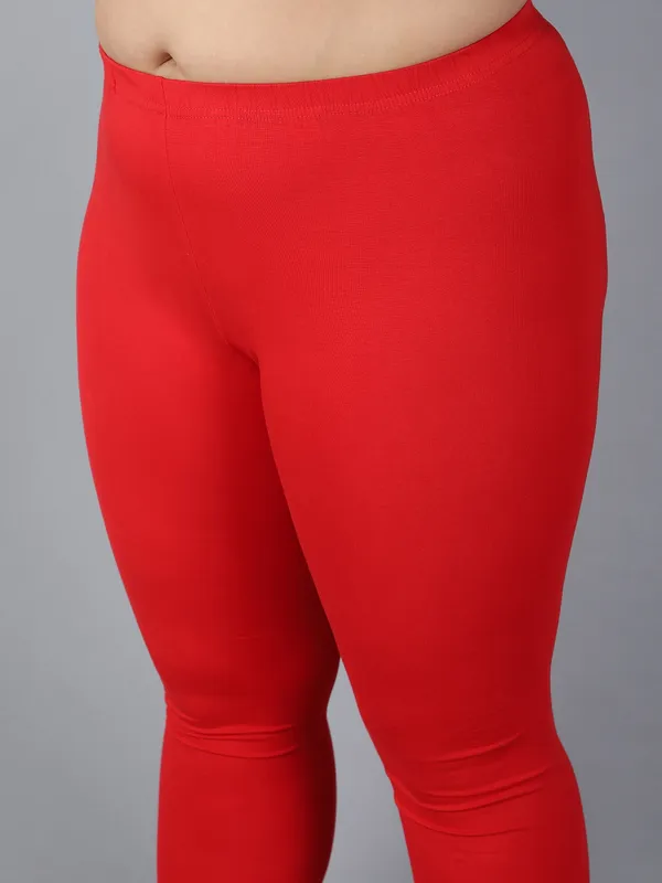 Red_Solid_Plus_Size_Ankle_Length_Ethnic_Wear_Legging_For_Women