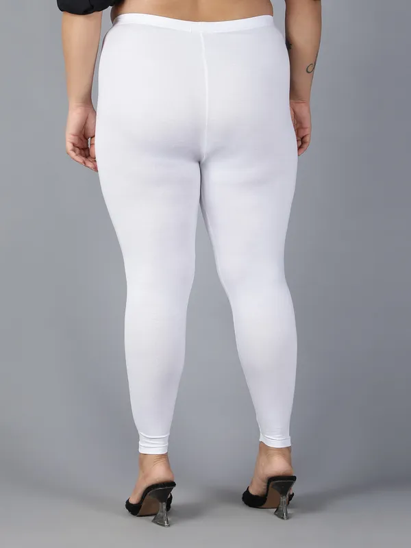 White_Solid_Plus_Size_Ankle_Length_Ethnic_Wear_Legging_For_Women