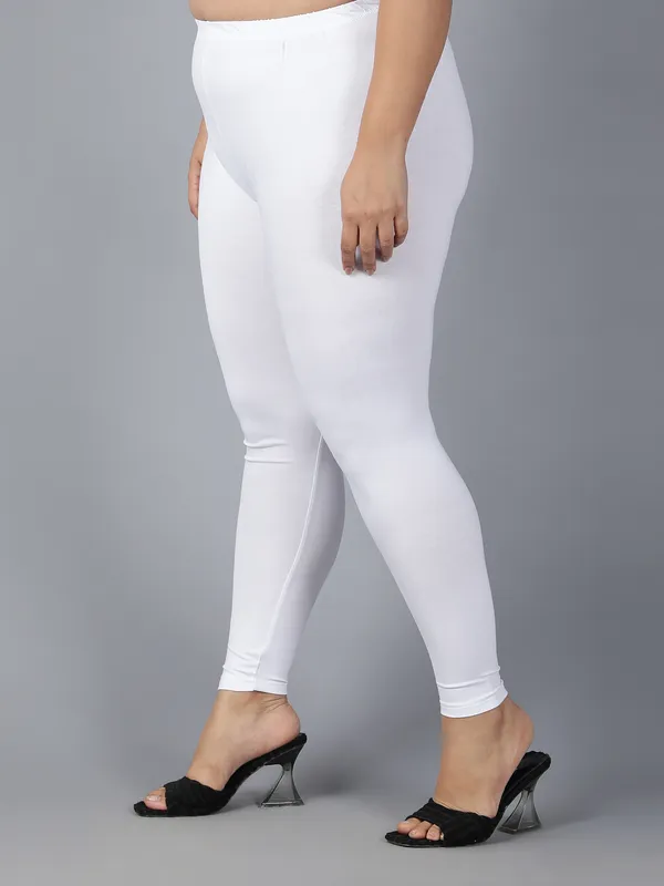 White_Solid_Plus_Size_Ankle_Length_Ethnic_Wear_Legging_For_Women