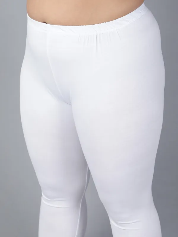 White_Solid_Plus_Size_Ankle_Length_Ethnic_Wear_Legging_For_Women