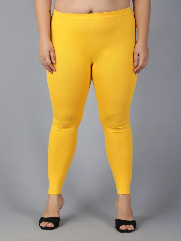 Yellow_Solid_Plus_Size_Ankle_Length_Ethnic_Wear_Legging_For_Women