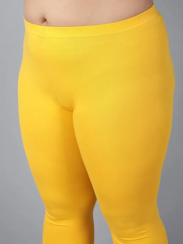 Yellow_Solid_Plus_Size_Ankle_Length_Ethnic_Wear_Legging_For_Women