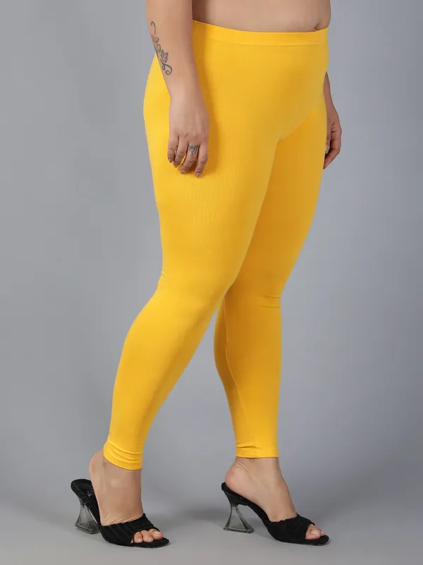 Yellow_Solid_Plus_Size_Ankle_Length_Ethnic_Wear_Legging_For_Women