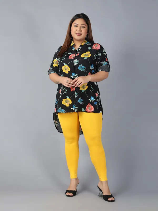 Yellow_Solid_Plus_Size_Ankle_Length_Ethnic_Wear_Legging_For_Women