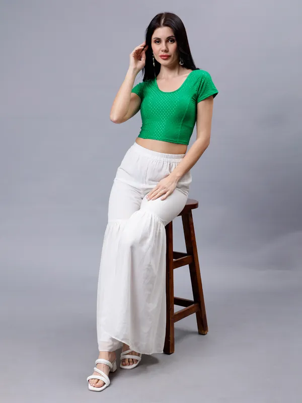 Green_Plus_Size_Short_Sleeve_Blouse_For_Women