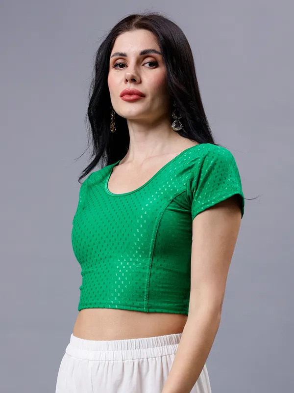 Green_Plus_Size_Short_Sleeve_Blouse_For_Women