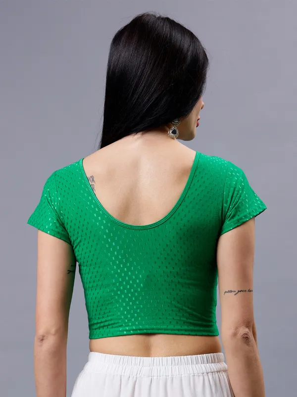 Green_Plus_Size_Short_Sleeve_Blouse_For_Women
