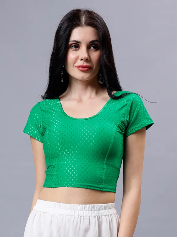 Green_Plus_Size_Short_Sleeve_Blouse_For_Women