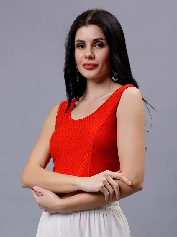 Red_Plus_Size_Sleeveless_Blouse_For_Women