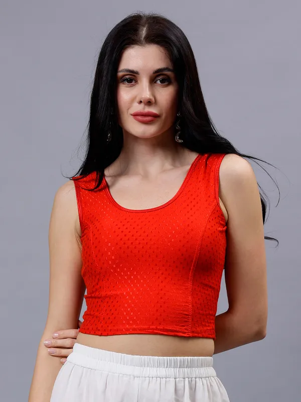 Red_Plus_Size_Sleeveless_Blouse_For_Women