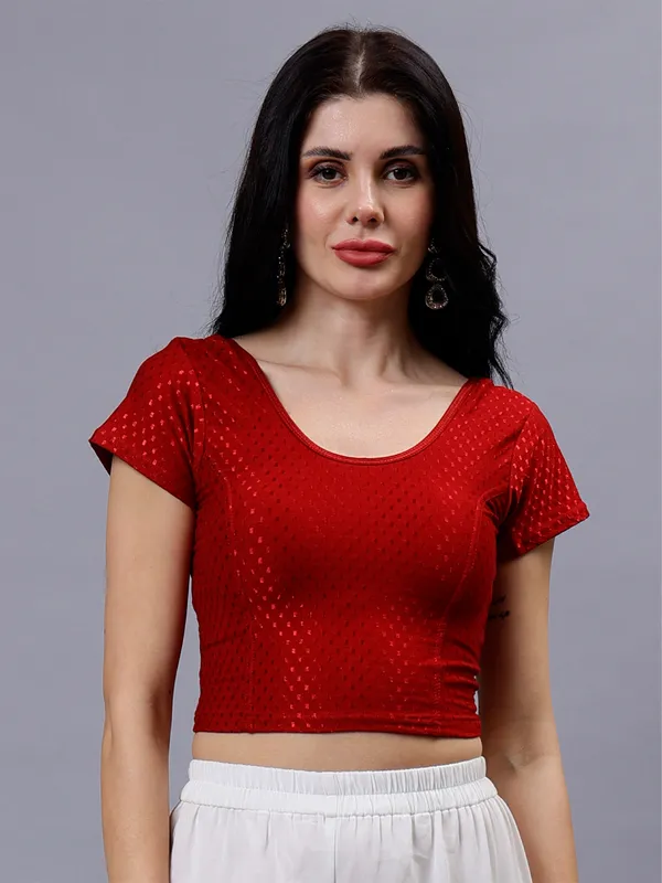 Maroon_Plus_Size_Short_Sleeve_Blouse_For_Women