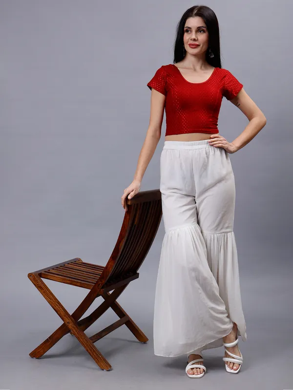 Maroon_Plus_Size_Short_Sleeve_Blouse_For_Women